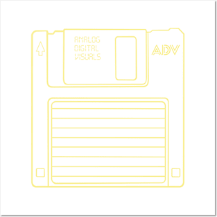 Floppy Disk (Flavescent Yellow Lines) Analog / Computer Posters and Art